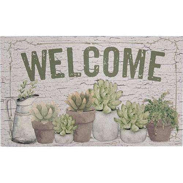 Welcome Floor Mat w/Succulents - The Fox Decor